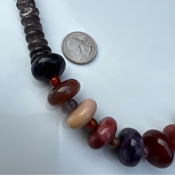 NATURAL STONE Beaded Necklace Agate Amethyst - Picture 3 of 4